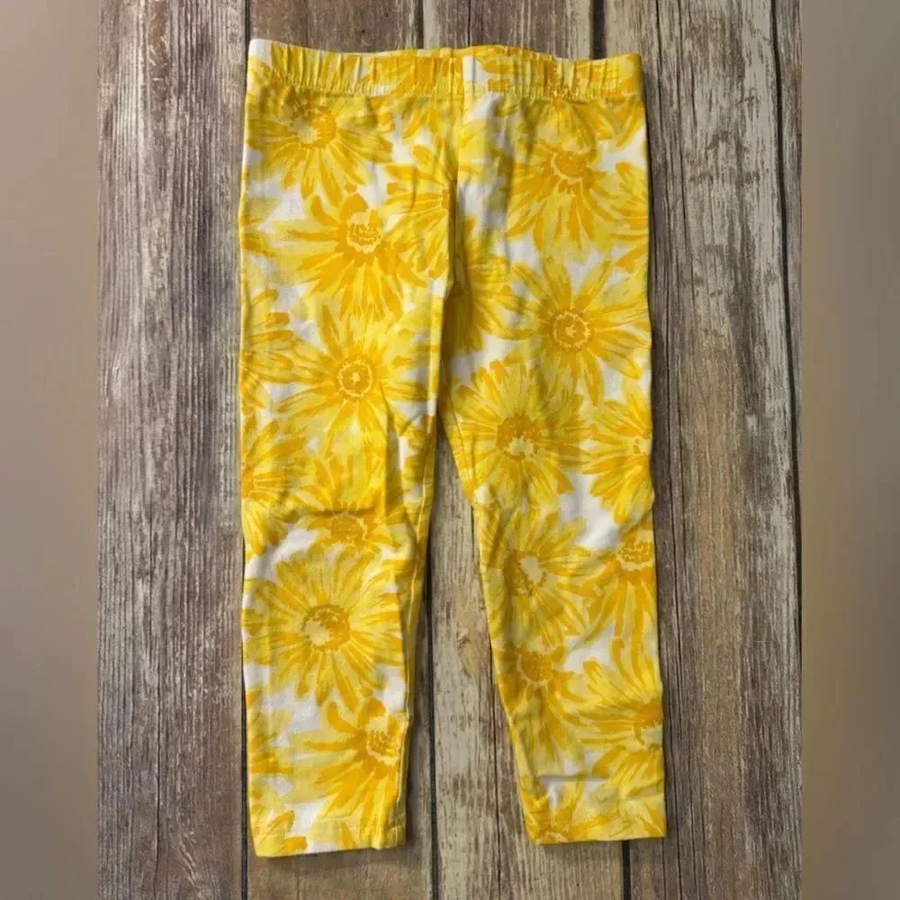 Kids Yellow Floral Capri leggings